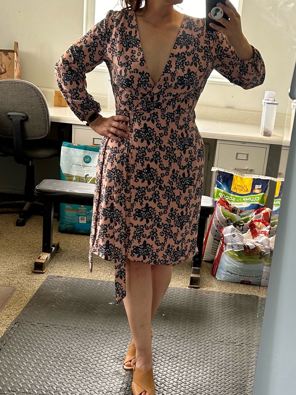 {JCrew} True Wrap Dress Floral Knee Length Long Sleeve